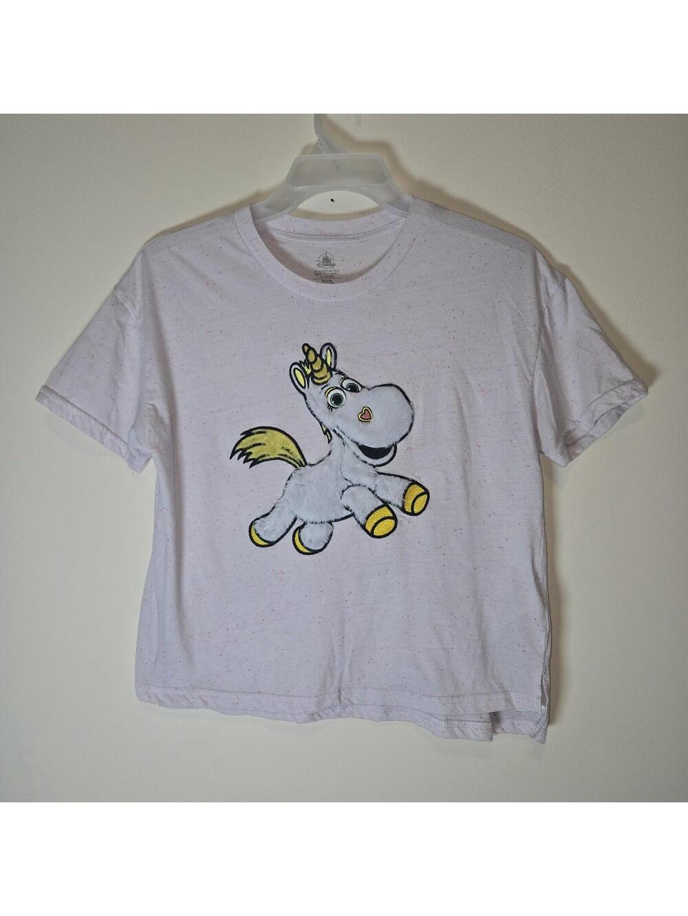 Disney Parks Toy Story Unicorn Pink White Short Sleeve Women's T-Shirt sz S